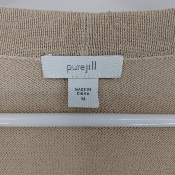 Pure Jill Tie Dye Cotton Blend Long Duster Cardigan Beige White Women's‎ Size M - Picture 2 of 5